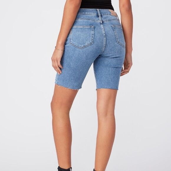 Paige Jax Cut Off Denim Jean Short - Martina Distressed 26 - Picture 3 of 8